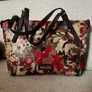 Sakroots Artist Circle Tote "Red Flower Power" Boho Print Coated Canvas